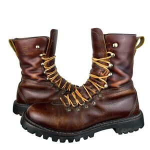 Vintage Sears by Sherman Survivors Lace Up Brown Genuine Leather Boots 8D